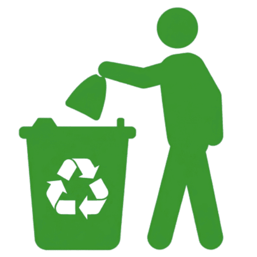 Student placing waste in a recycling bin